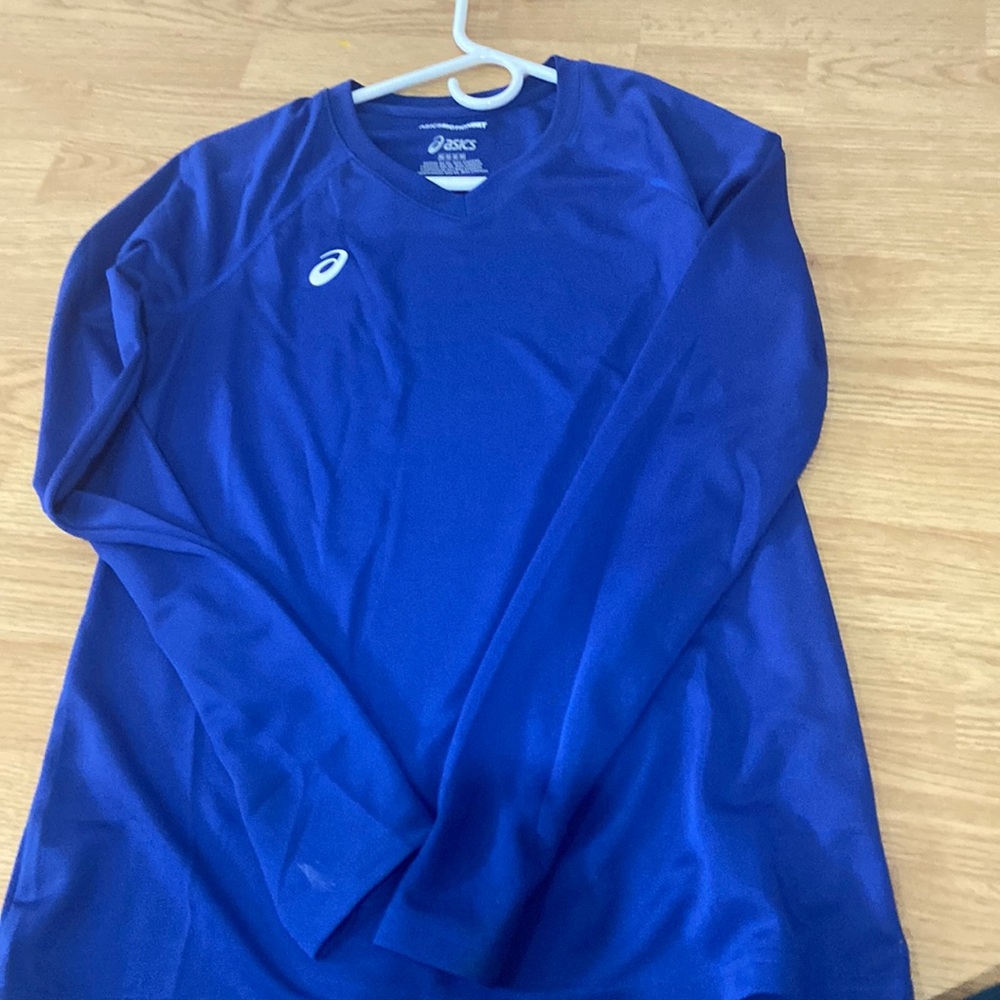 Navy ASICS top